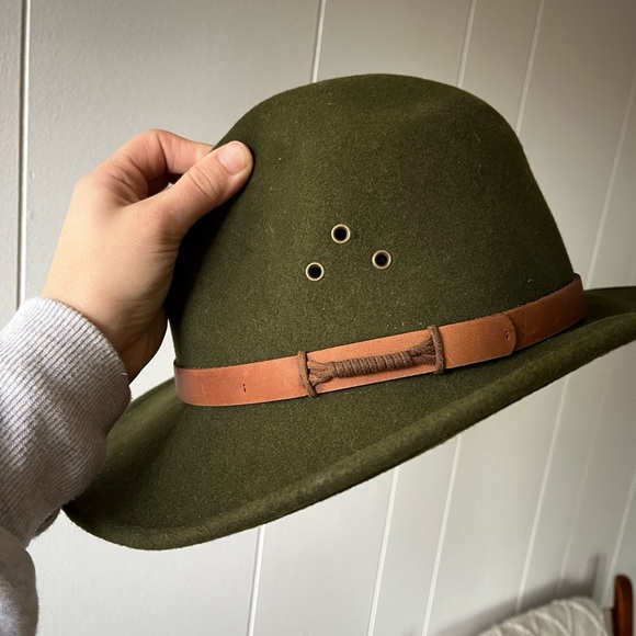 Duluth Trading Olive Green Wool Fedora Hat Lite Felt Water Repellent Crushable - Picture 7 of 12